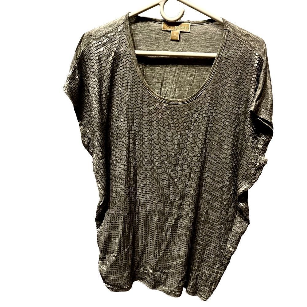 Michael Kors Women's sleeveless t shirt Medium Gray sequins on front